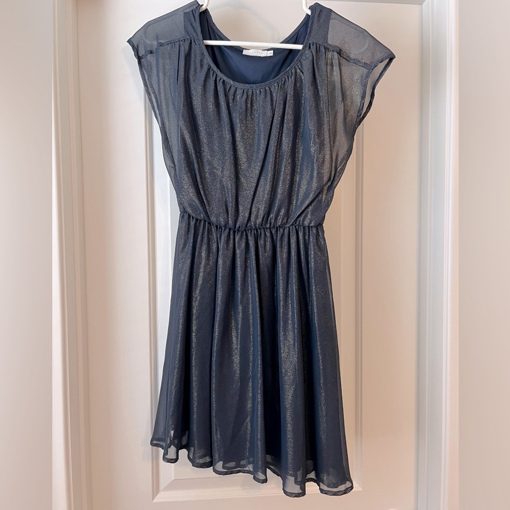 Navy Gold Metallic Dress
